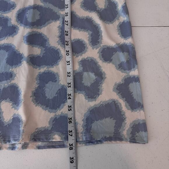 Michael Edwards Blue Animal Print Tie Front Stretch Jersey Dress Women's Large - Picture 11 of 11